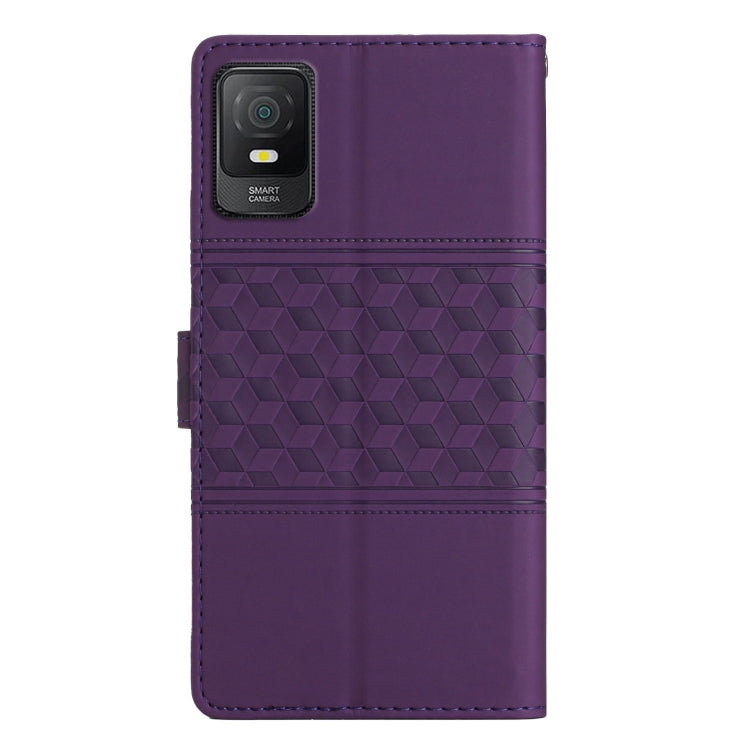 For TCL 403 Diamond Embossed Skin Feel Leather Phone Case with Lanyard