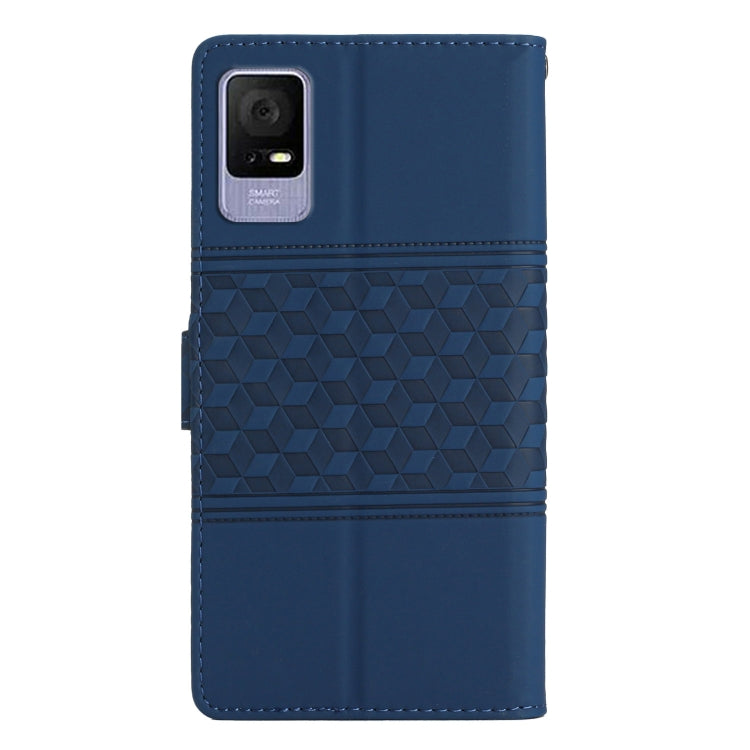 For TCL 405 / 406 / 408 Diamond Embossed Skin Feel Leather Phone Case with Lanyard