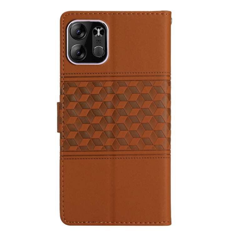 For Tecno Spark Go 2023 Diamond Embossed Skin Feel Leather Phone Case with Lanyard