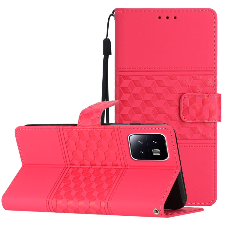 For Xiaomi 13 Pro Diamond Embossed Skin Feel Leather Phone Case with Lanyard