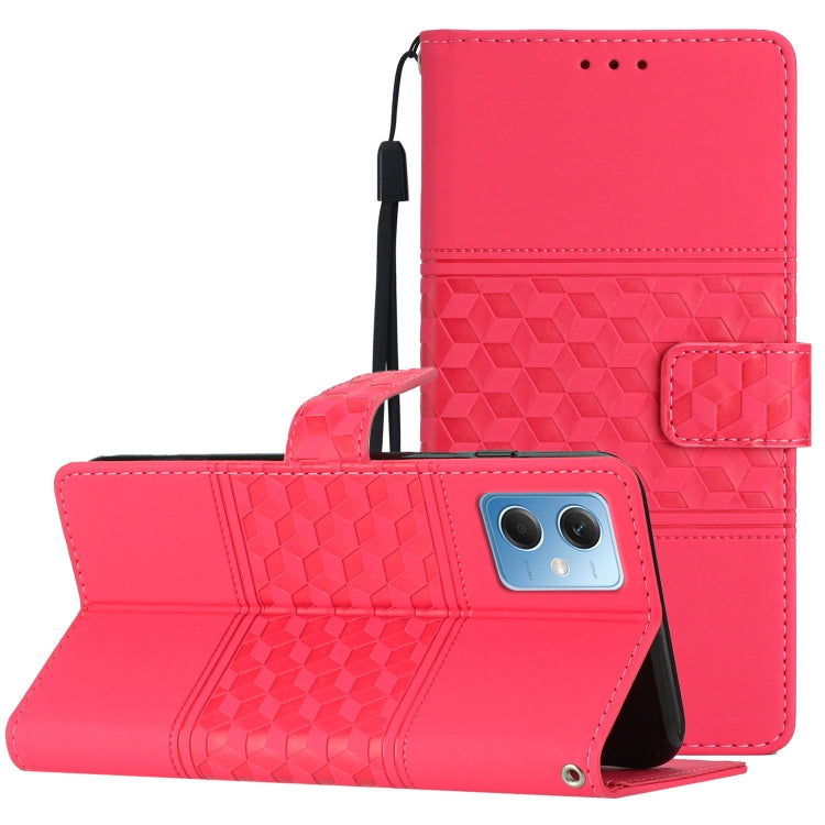 For Xiaomi Redmi Note 12 5G China Diamond Embossed Skin Feel Leather Phone Case with Lanyard