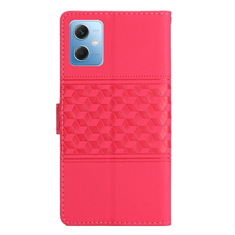 For Xiaomi Redmi Note 12 5G China Diamond Embossed Skin Feel Leather Phone Case with Lanyard