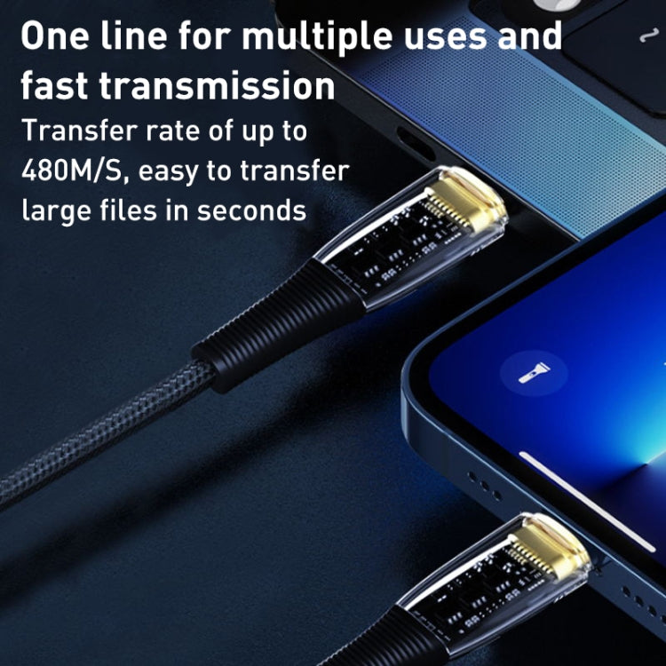 Great Wall AC11B 1m 5A USB to USB-C / Type-C Multi-protocol Transparent Braided Charging Cable