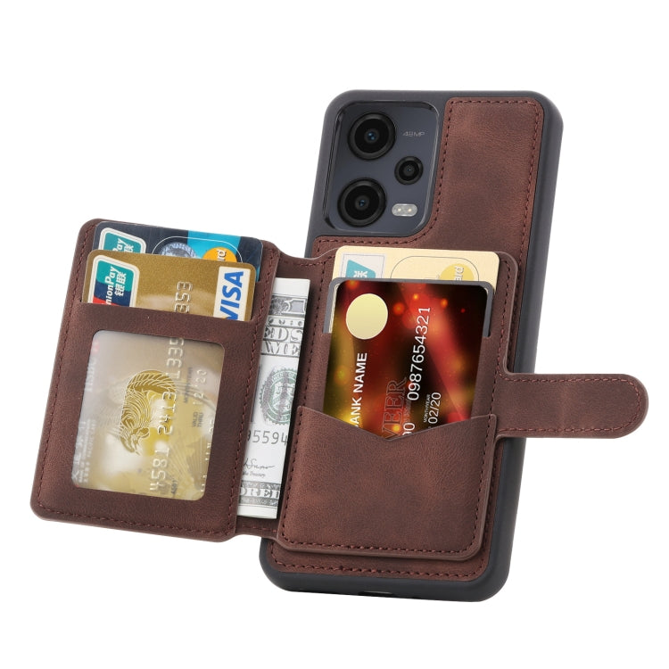 For Xiaomi Redmi Note 12 5G Global & India / Poco X5 Skin Feel Dream RFID Anti-theft PU Card Bag Phone Case