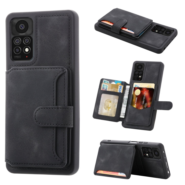 For Xiaomi Redmi Note 11S / Note 11 4G Global Skin Feel Dream RFID Anti-theft PU Card Bag Phone Case