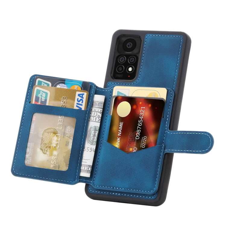 For Xiaomi Redmi Note 11S / Note 11 4G Global Skin Feel Dream RFID Anti-theft PU Card Bag Phone Case