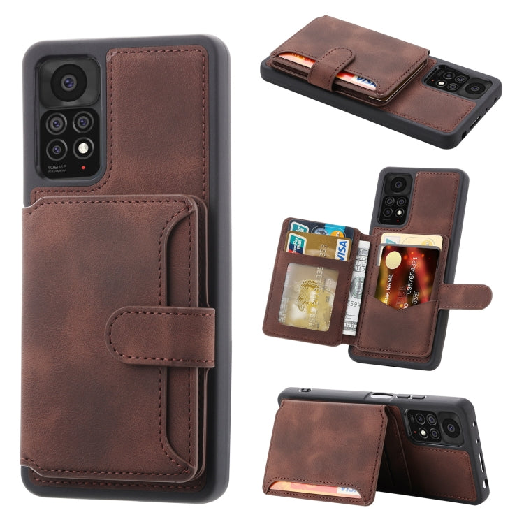 For Xiaomi Redmi Note 11S / Note 11 4G Global Skin Feel Dream RFID Anti-theft PU Card Bag Phone Case