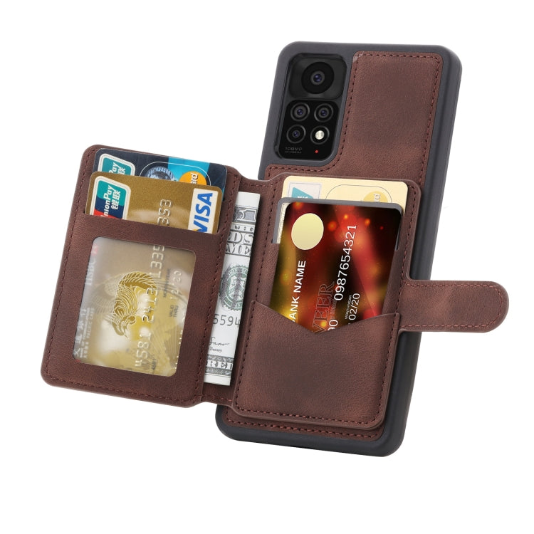 For Xiaomi Redmi Note 11 Pro 4G / 5G Global Skin Feel Dream RFID Anti-theft PU Card Bag Phone Case