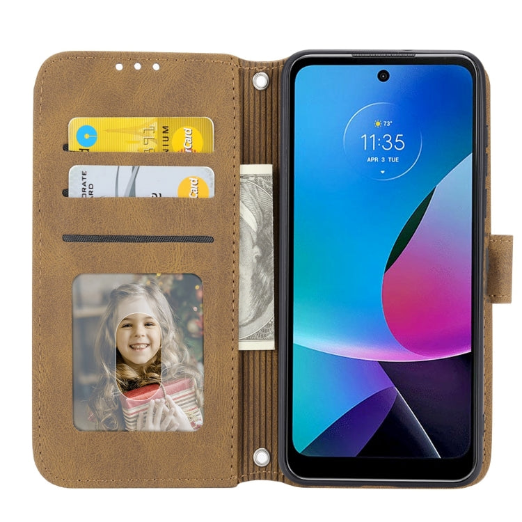 For Motorola Moto G Play 5G Embossed Stripes Skin Feel Leather Phone Case