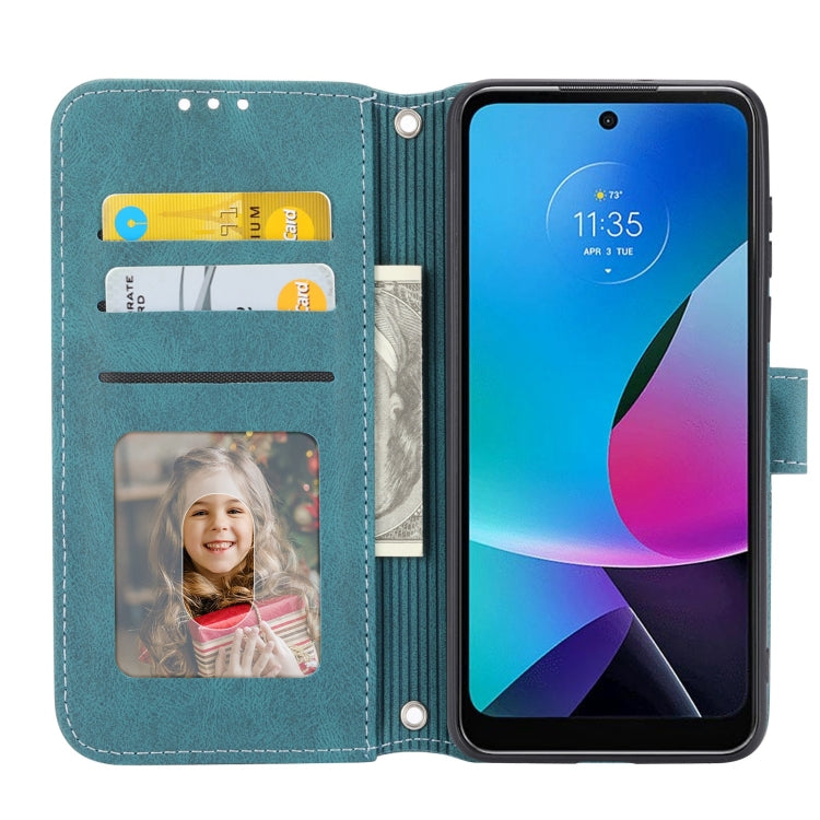 For Motorola Moto G Play 5G Embossed Stripes Skin Feel Leather Phone Case