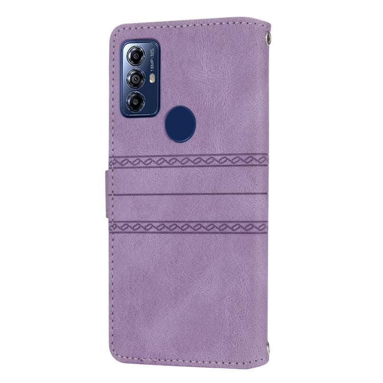 For Motorola Moto G Play 5G Embossed Stripes Skin Feel Leather Phone Case