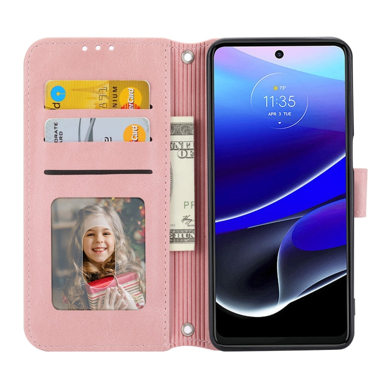 For Motorola Moto G Stylus 5G 2023 Embossed Stripes Skin Feel Leather Phone Case