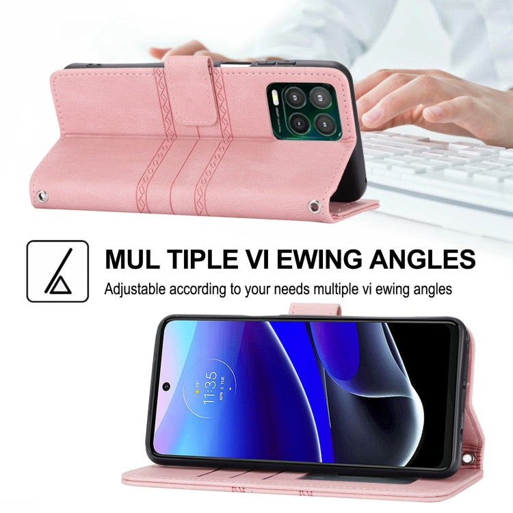 For Motorola Moto G Stylus 5G 2023 Embossed Stripes Skin Feel Leather Phone Case