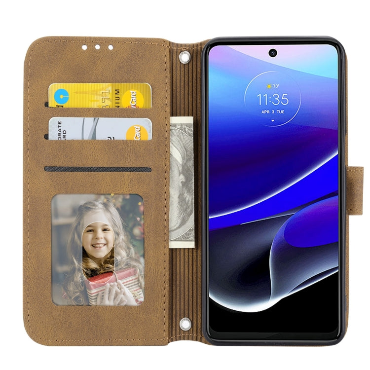 For Motorola Moto G Stylus 5G 2023 Embossed Stripes Skin Feel Leather Phone Case