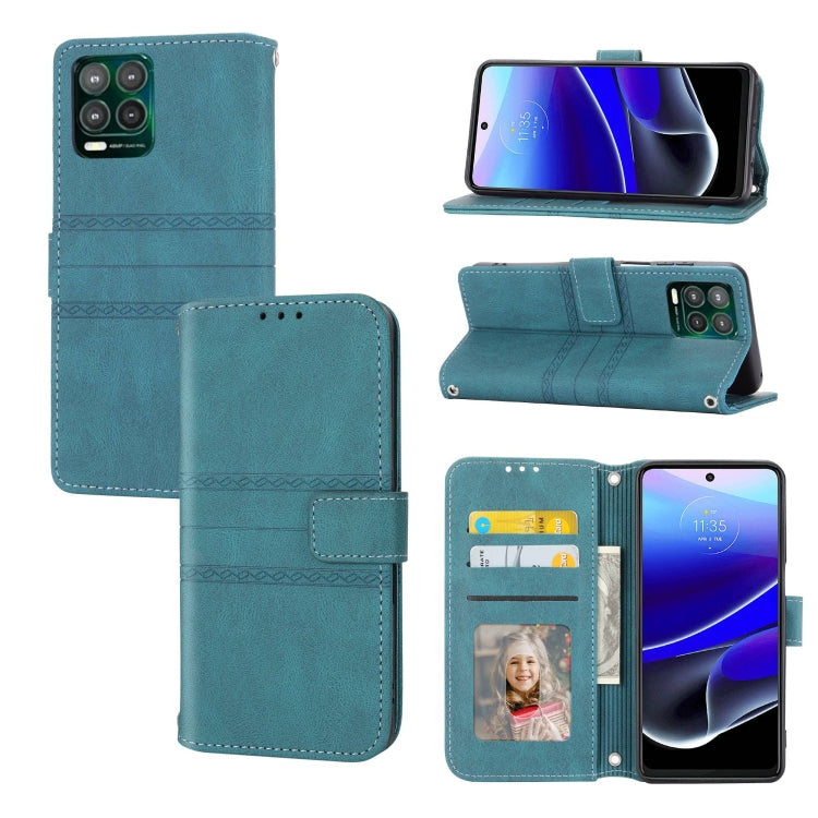 For Motorola Moto G Stylus 5G 2023 Embossed Stripes Skin Feel Leather Phone Case