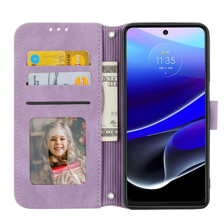 For Motorola Moto G Stylus 5G 2023 Embossed Stripes Skin Feel Leather Phone Case