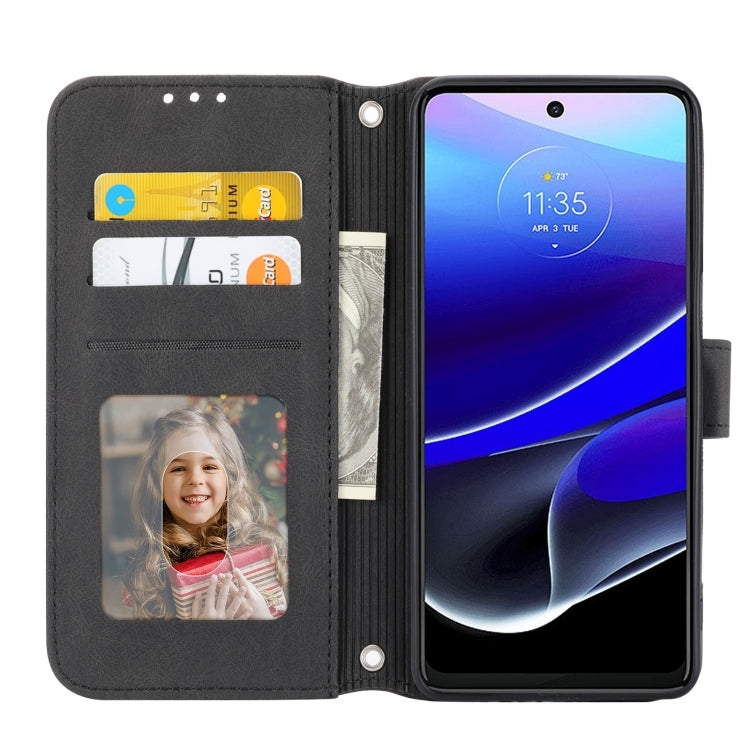 For Motorola Moto G Stylus 5G 2023 Embossed Stripes Skin Feel Leather Phone Case