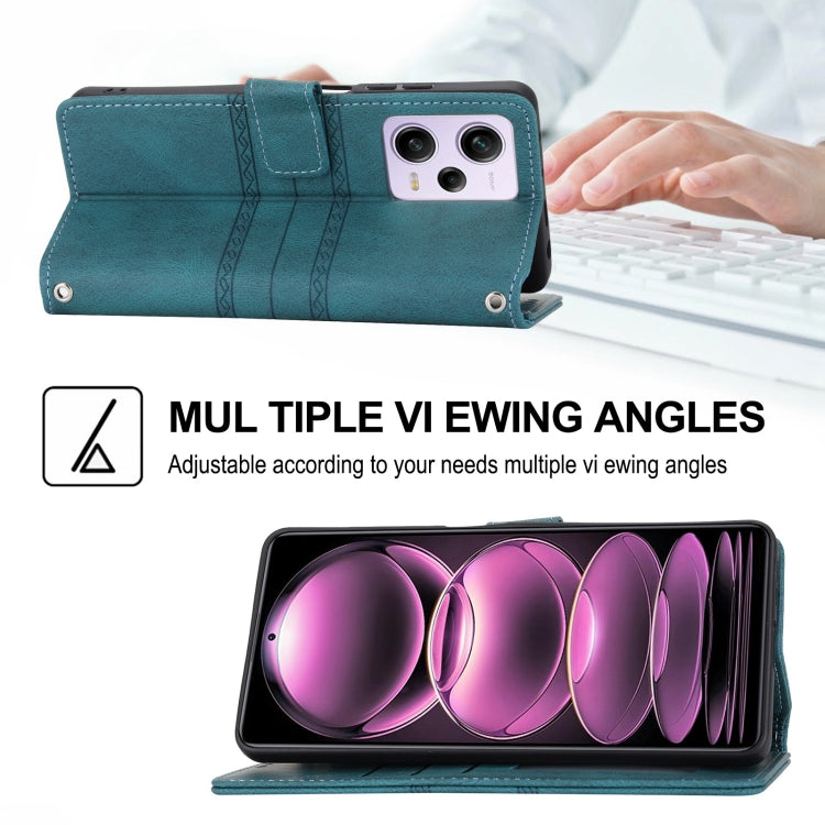 For Xiaomi Redmi Note 12 5G Global Embossed Stripes Skin Feel Leather Phone Case