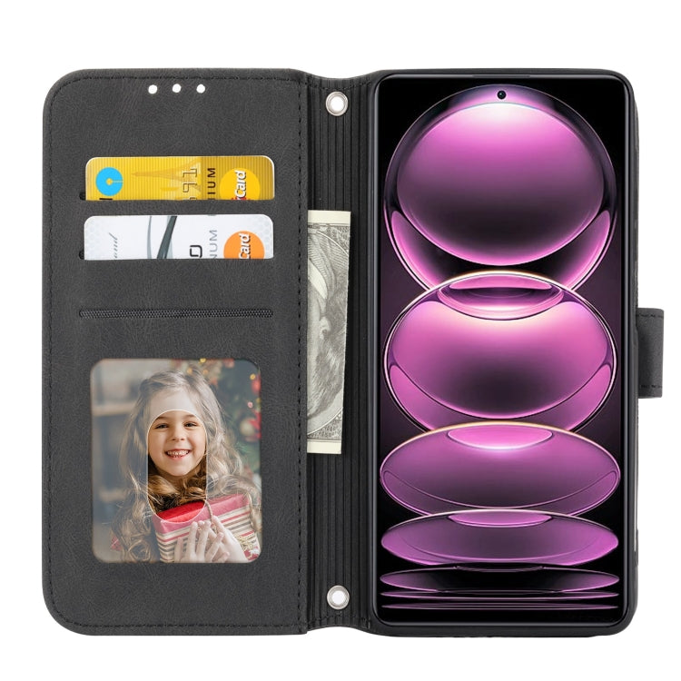 For Xiaomi Redmi Note 12 5G Global Embossed Stripes Skin Feel Leather Phone Case