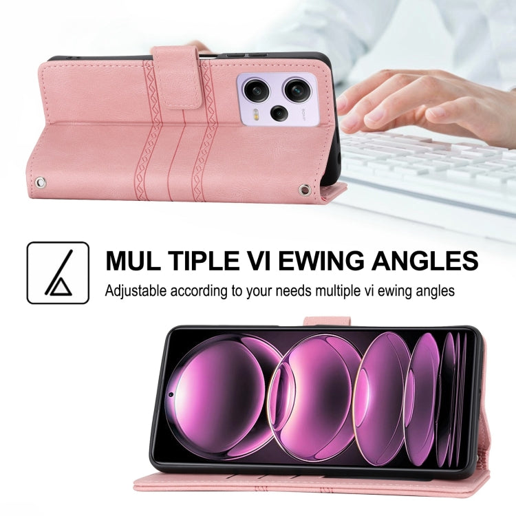 For Xiaomi Redmi Note 12 Pro 5G Global Embossed Stripes Skin Feel Leather Phone Case