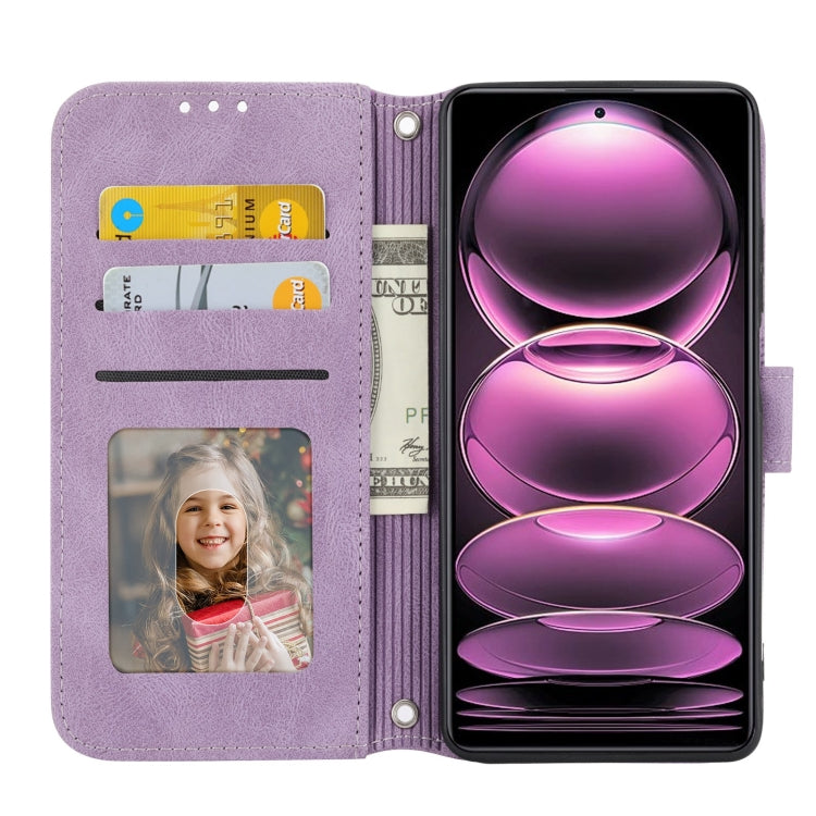 For Redmi Note 12 Pro+ 5G Global Embossed Stripes Skin Feel Leather Phone Case