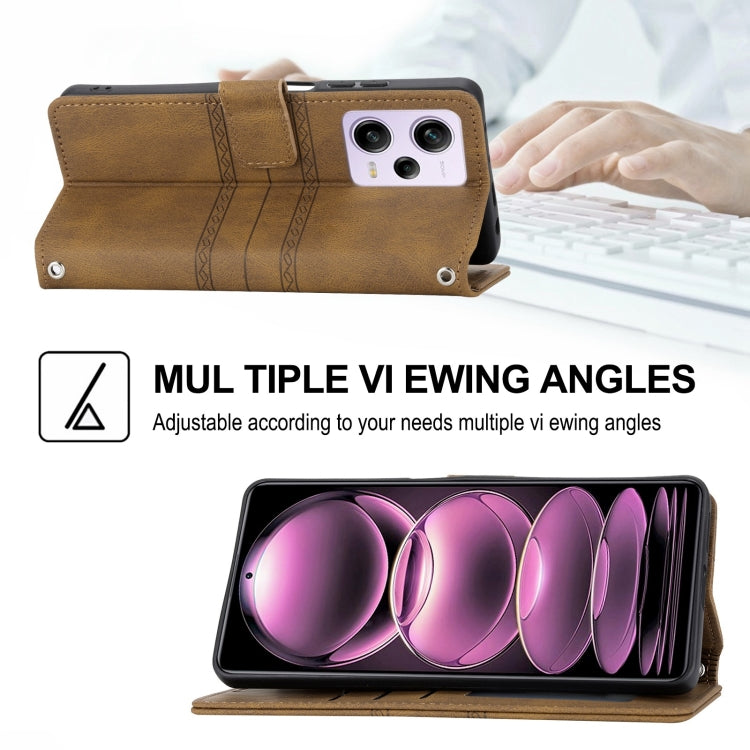 For Xiaomi Redmi Note 12 4G Global Embossed Stripes Skin Feel Leather Phone Case