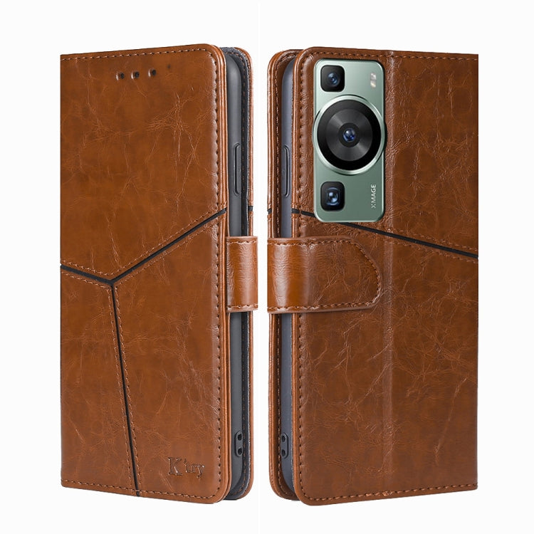 For Huawei P60 / P60 Pro Geometric Stitching Flip Leather Phone Case