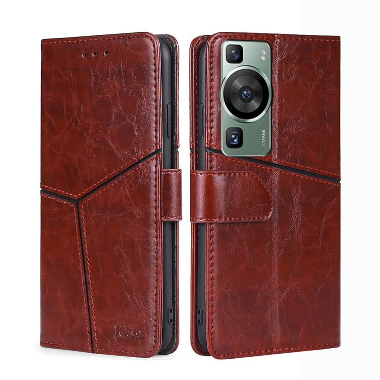 For Huawei P60 / P60 Pro Geometric Stitching Flip Leather Phone Case