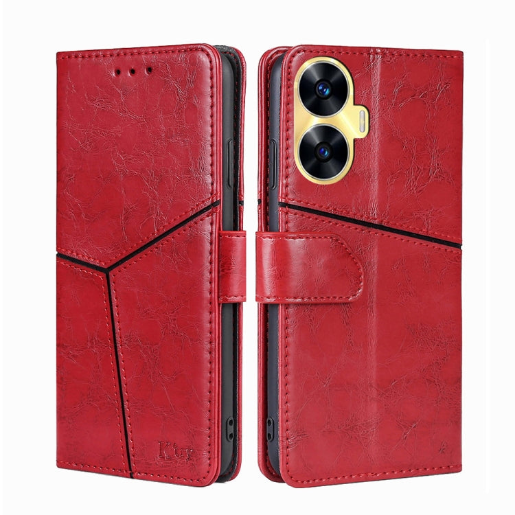 For Realme C55 4G Geometric Stitching Flip Leather Phone Case