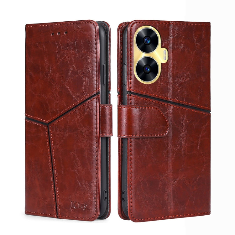 For Realme C55 4G Geometric Stitching Flip Leather Phone Case