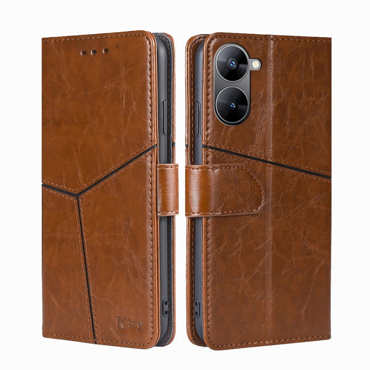 For Realme V30 5G / V30t Geometric Stitching Flip Leather Phone Case