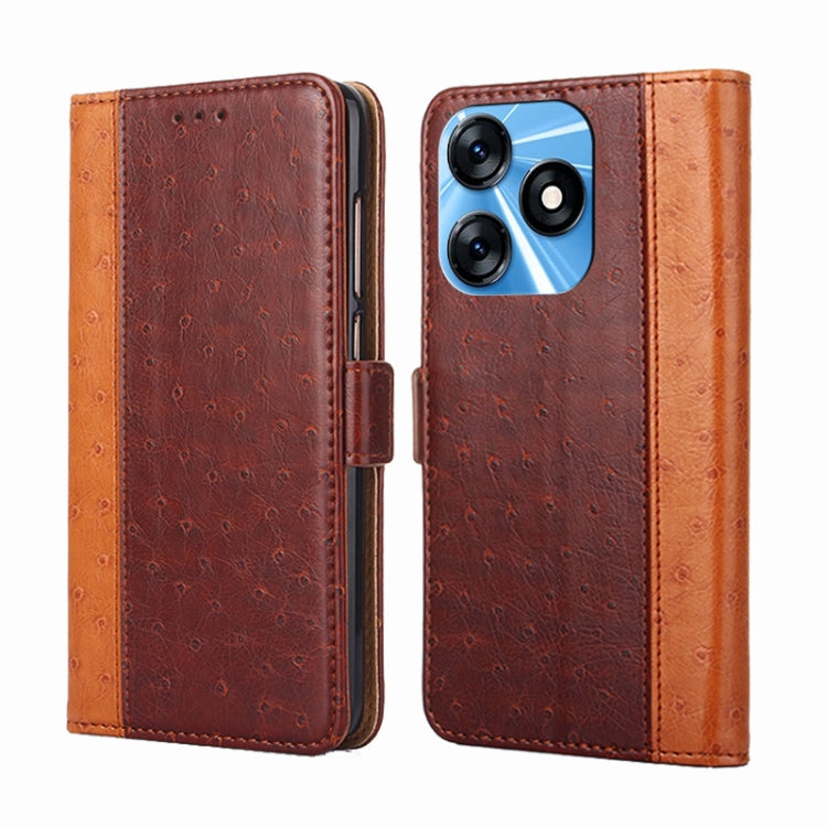 For Tecno Spark 10 4G Ostrich Texture Flip Leather Phone Case