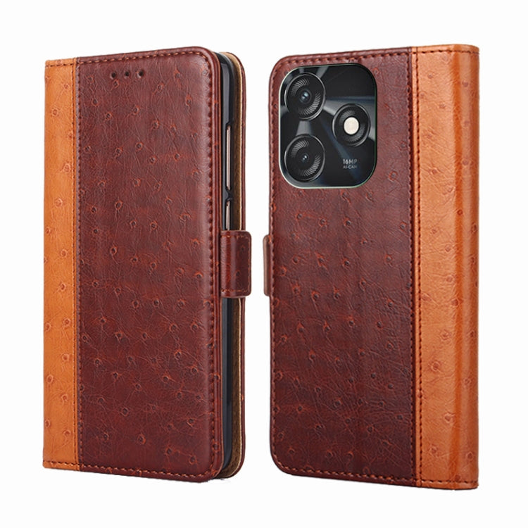 For Tecno Spark 10C Ostrich Texture Flip Leather Phone Case
