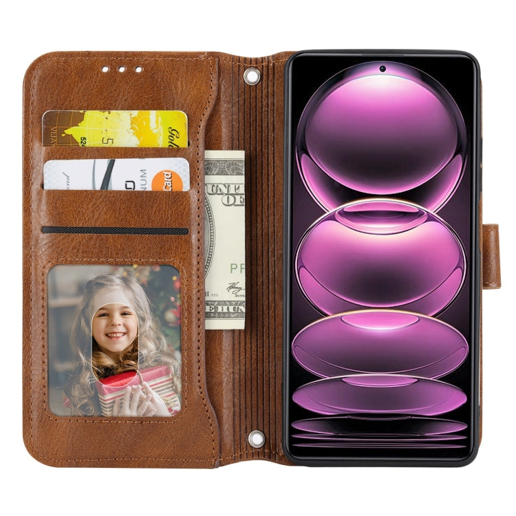 For Redmi Note 12 Pro 5G Global Oil Skin Zipper Wallet Leather Phone Case