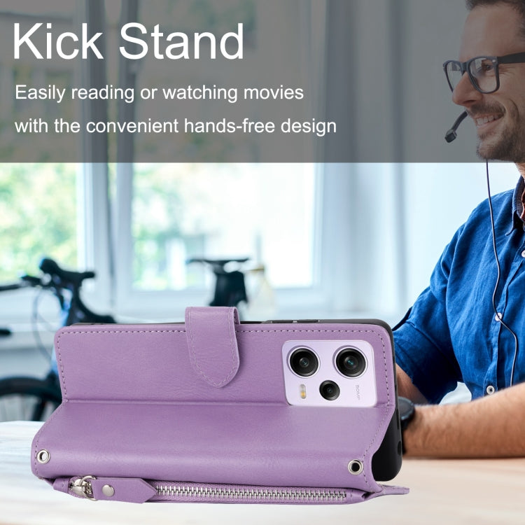 For Redmi Note 12 4G Global Oil Skin Zipper Wallet Leather Phone Case