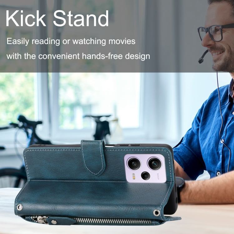 For Redmi Note 12 4G Global Oil Skin Zipper Wallet Leather Phone Case