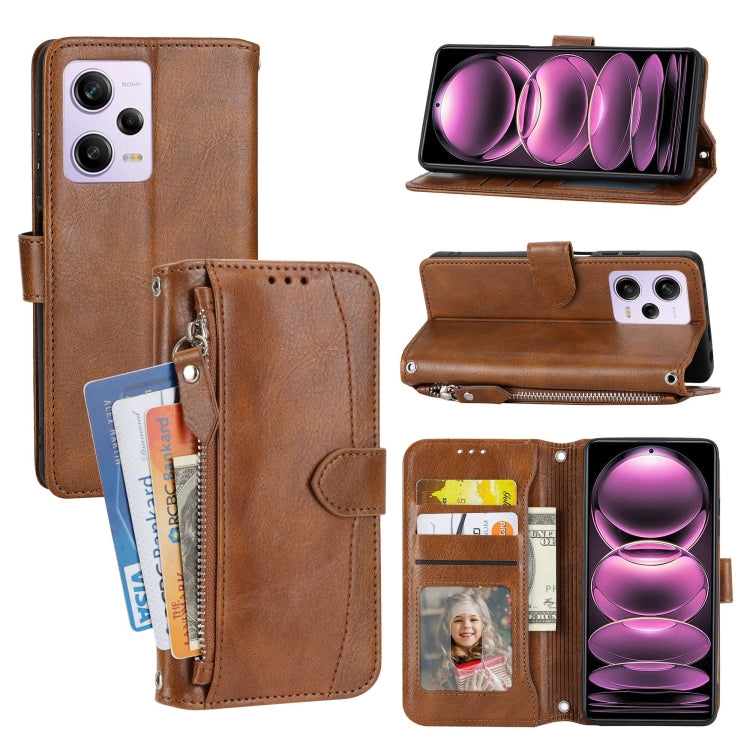 For Redmi Note 12 4G Global Oil Skin Zipper Wallet Leather Phone Case