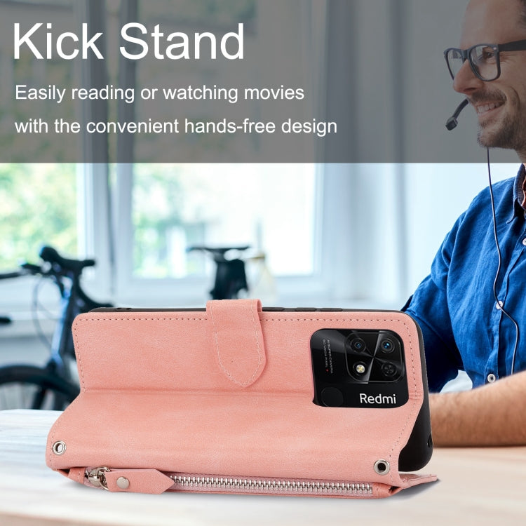 For Xiaomi Redmi 12C Oil Skin Zipper Wallet Leather Phone Case