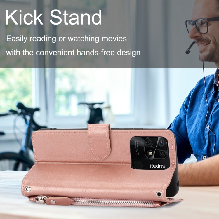 For Xiaomi Redmi 12C Oil Skin Zipper Wallet Leather Phone Case