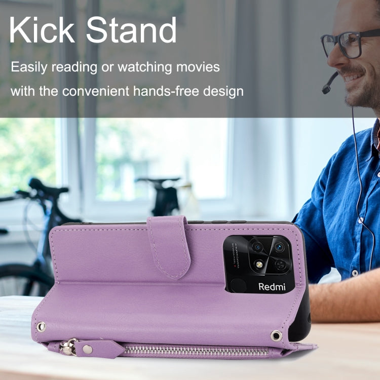 For Xiaomi Redmi 12C Oil Skin Zipper Wallet Leather Phone Case