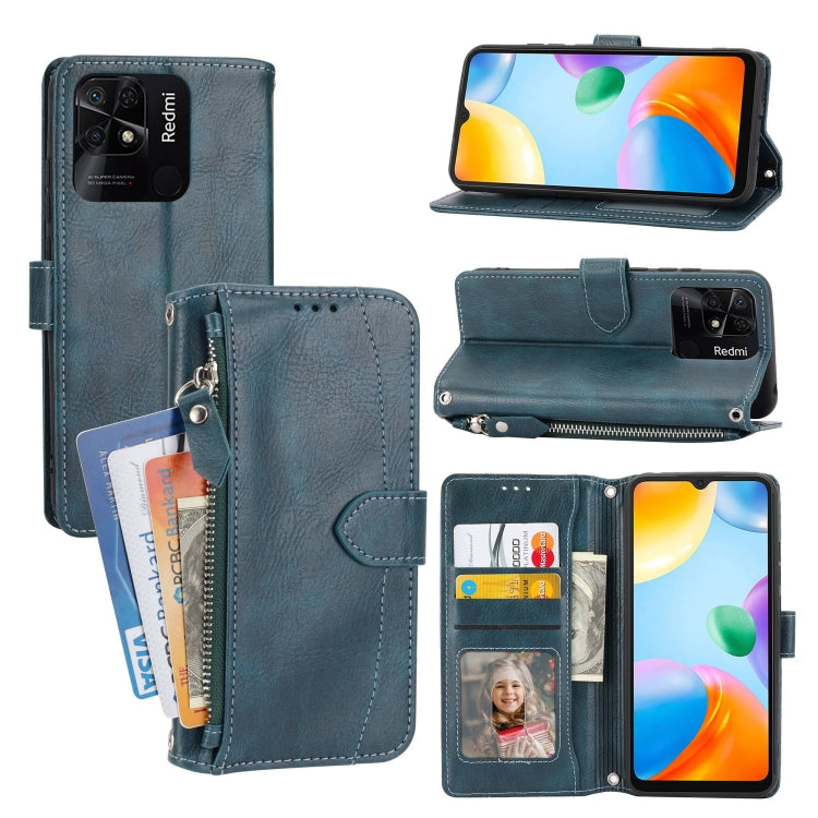 For Xiaomi Redmi 12C Oil Skin Zipper Wallet Leather Phone Case