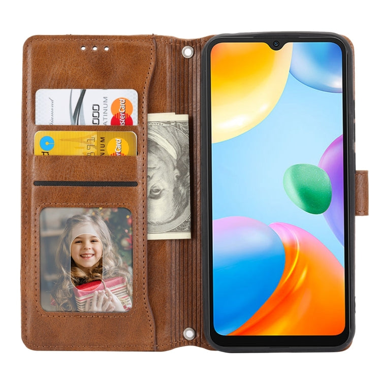 For Xiaomi Redmi 12C Oil Skin Zipper Wallet Leather Phone Case