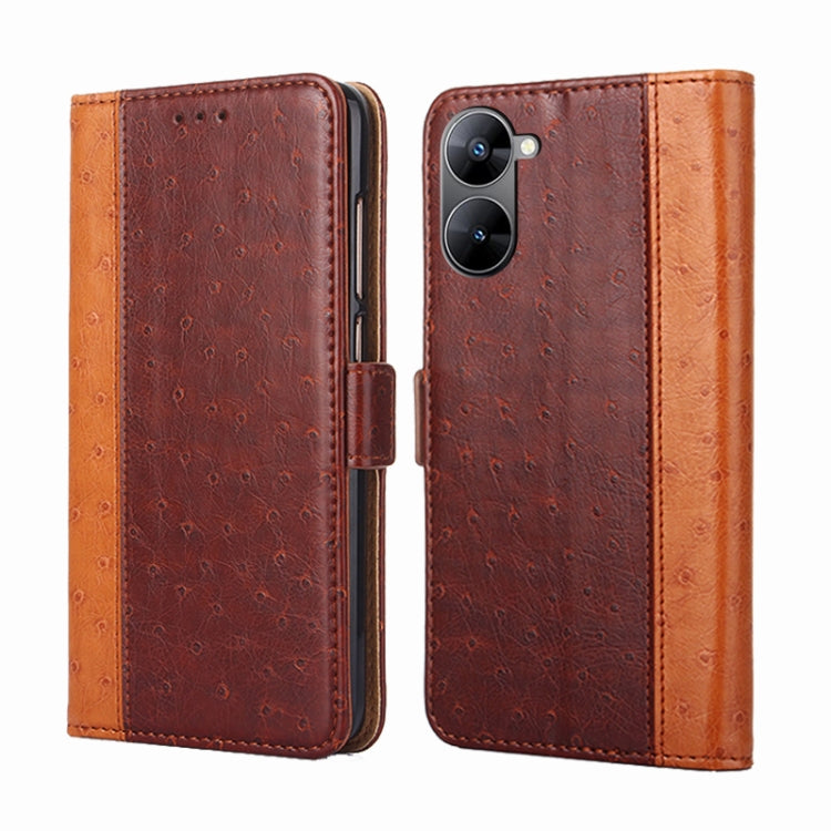 For Realme V30 5G / V30T Ostrich Texture Flip Leather Phone Case