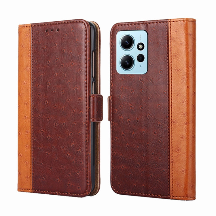 For Xiaomi Redmi Note 12 4G Global Ostrich Texture Flip Leather Phone Case