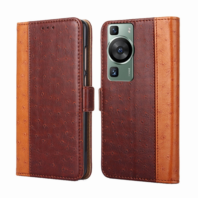 For Huawei P60 / P60 Pro Ostrich Texture Flip Leather Phone Case