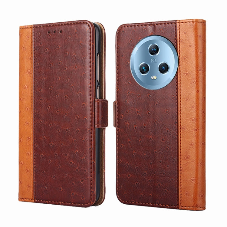 For Honor Magic5 Ostrich Texture Flip Leather Phone Case
