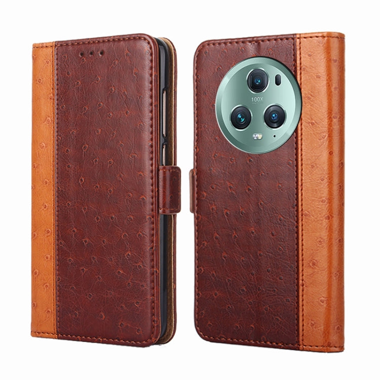For Honor Magic5 Pro Ostrich Texture Flip Leather Phone Case