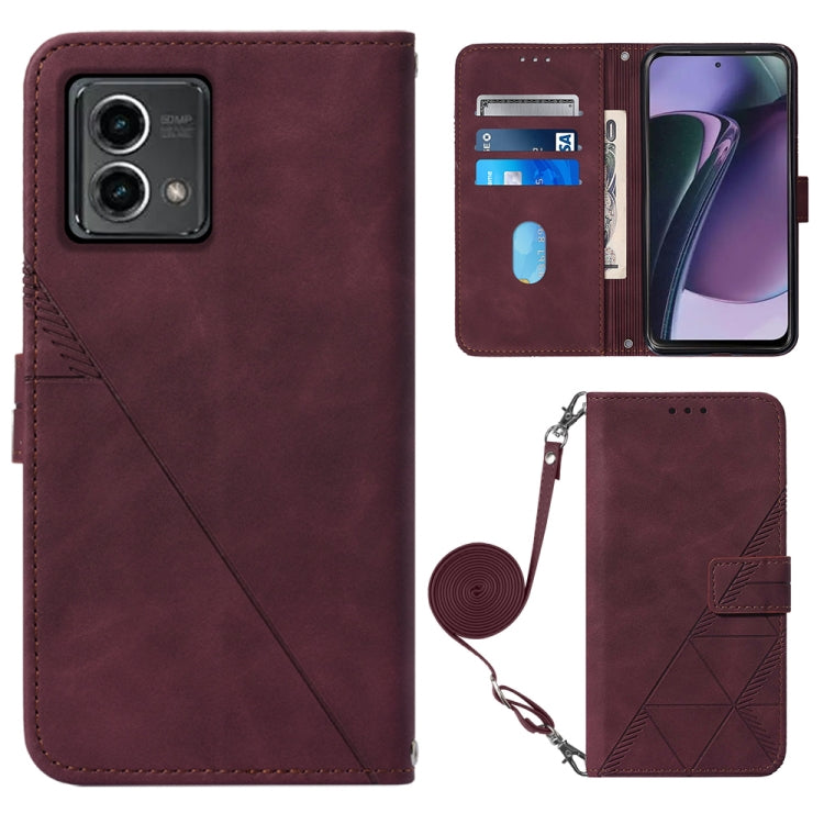 For Motorola Moto G Stylus 5G 2023 Crossbody 3D Embossed Flip Leather Phone Case