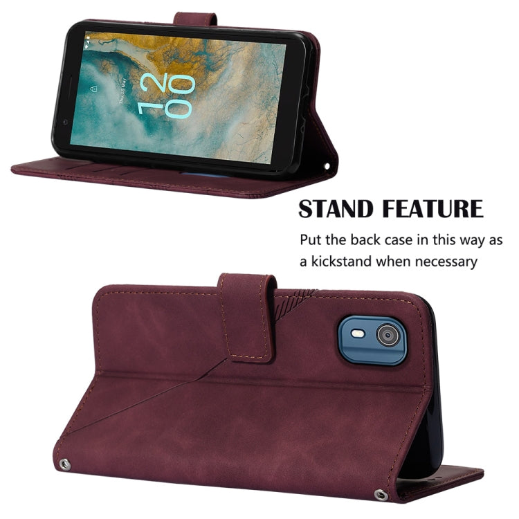 For Nokia C02 TA-1522 Crossbody 3D Embossed Flip Leather Phone Case