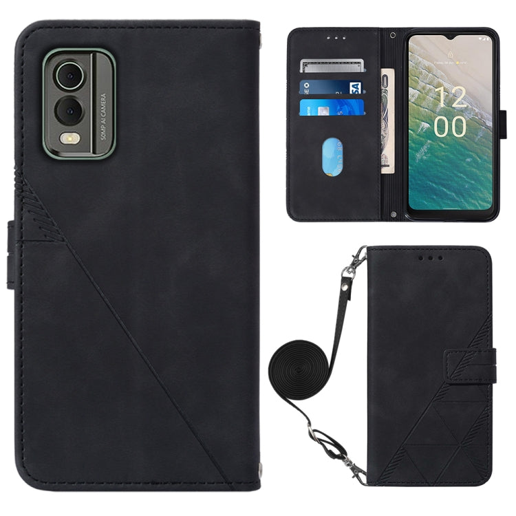 For Nokia C32 TA-1534 Crossbody 3D Embossed Flip Leather Phone Case
